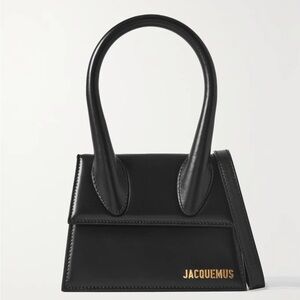 Jacquemus Le Chiquito Moyen Leather Handbag In Black gold